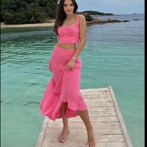 Zara TEXTURED SKIRT in PINK size XS